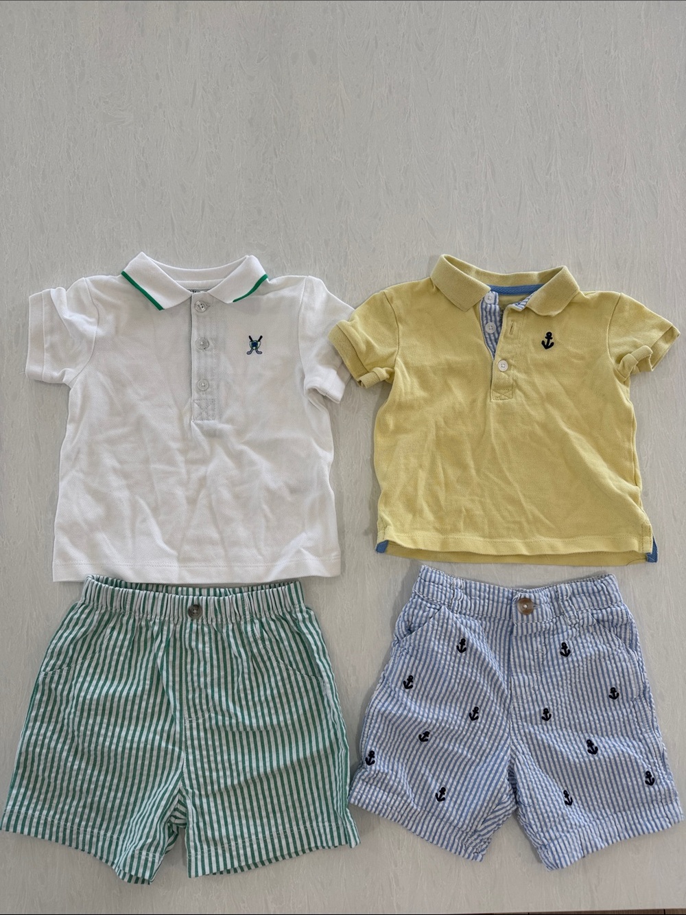 Little Me Collard Polo Matching Sets lot of 2 Baby Boy 18 months